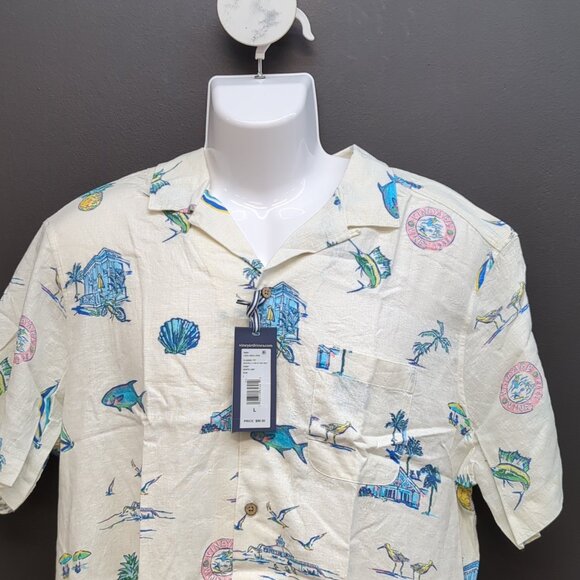 Vineyard Vines Gasparilla Icons Linen Blend CBNA Shirt Large White Cap - Picture 2 of 8